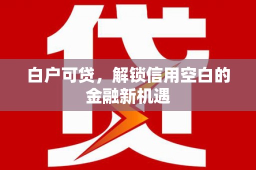 宛城白户可贷，解锁信用空白的金融新机遇
