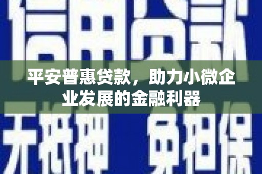 丹徒平安普惠贷款，助力小微企业发展的金融利器