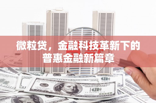 苗栗微粒贷，金融科技革新下的普惠金融新篇章