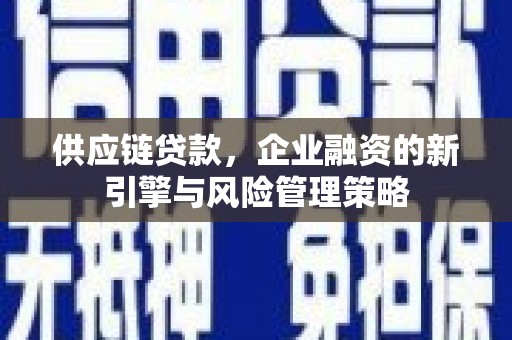 北投供应链贷款，企业融资的新引擎与风险管理策略