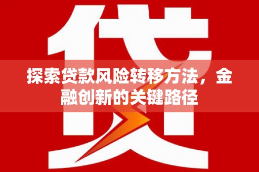 陇南探索贷款风险转移方法，金融创新的关键路径