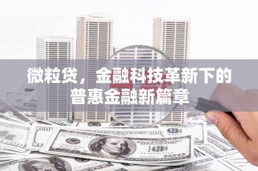 无锡微粒贷，金融科技革新下的普惠金融新篇章